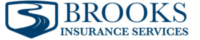 blue shield shape with a river in the middle and Brooks Insurance Services to the right
